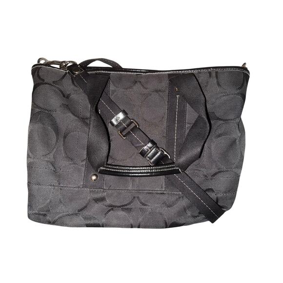 Coach / Logo / Nylon / Black Shoulder Bag / Crossbody / Pink interior / EUC - Picture 1 of 13